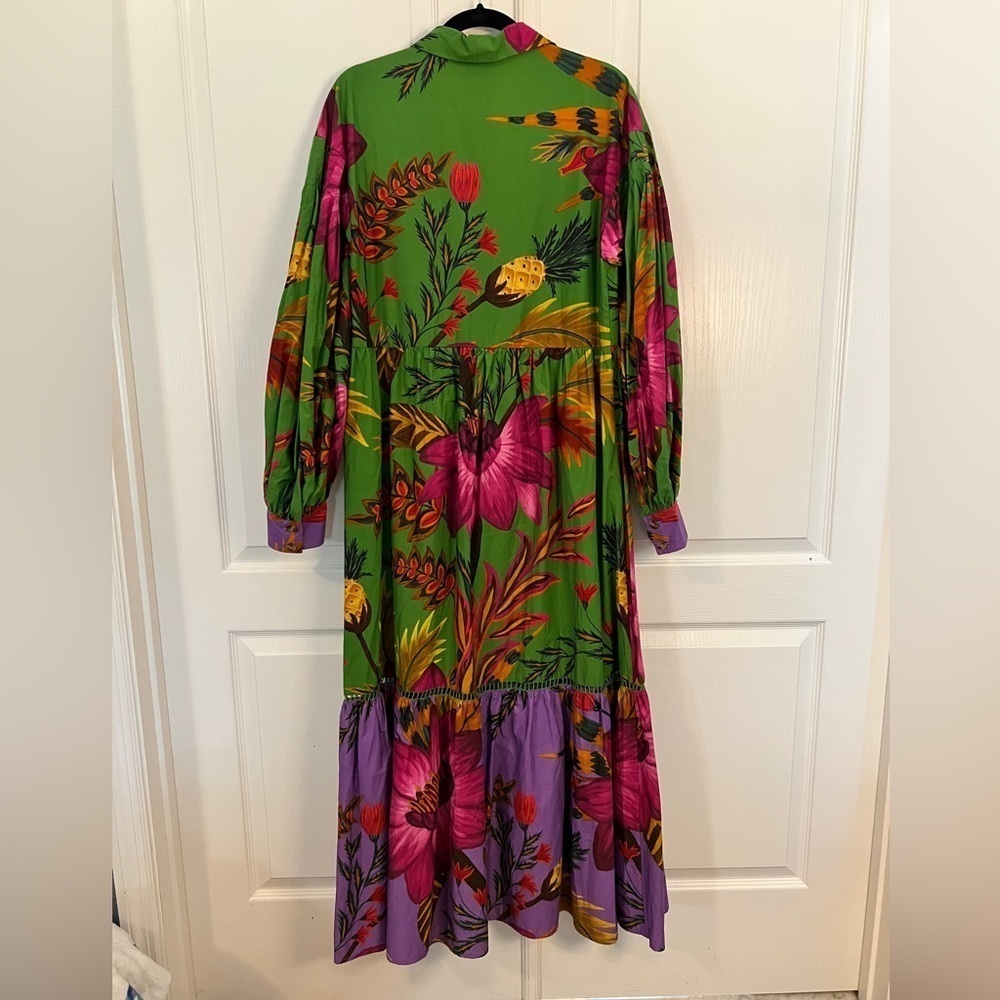 FARM RIO M Flowers Balloon Sleeve Maxi ShirtDress - Picture 3 of 16